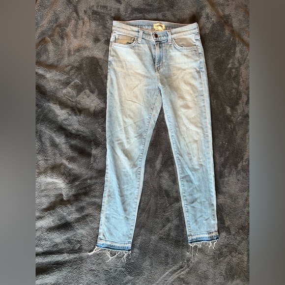 New L’AGENCE Jeans Frayed Raw Hem Light Wash Straight Leg Ankle Size 25 - Picture 3 of 5